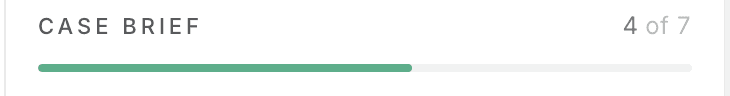 The case brief header with its step count.